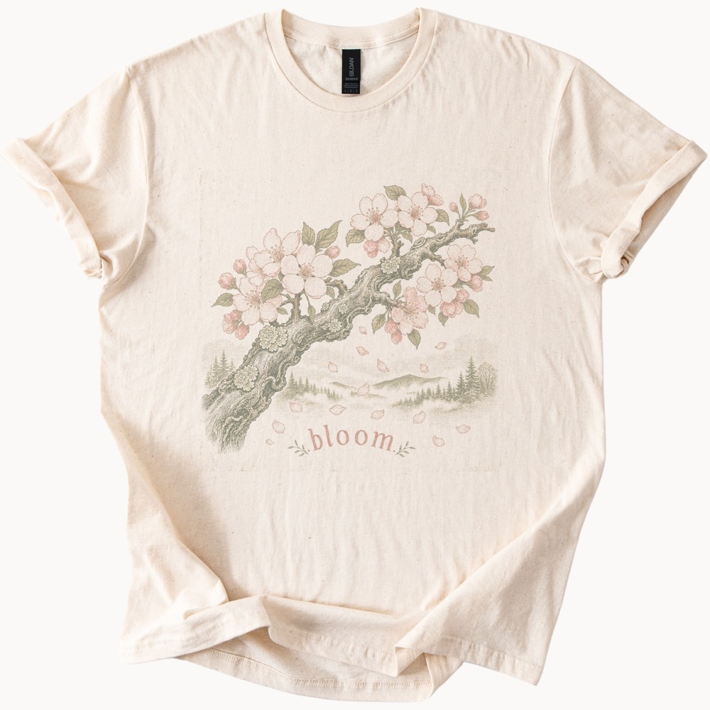 Bloom Botanical Engraving Graphic Tee Nature Art Print